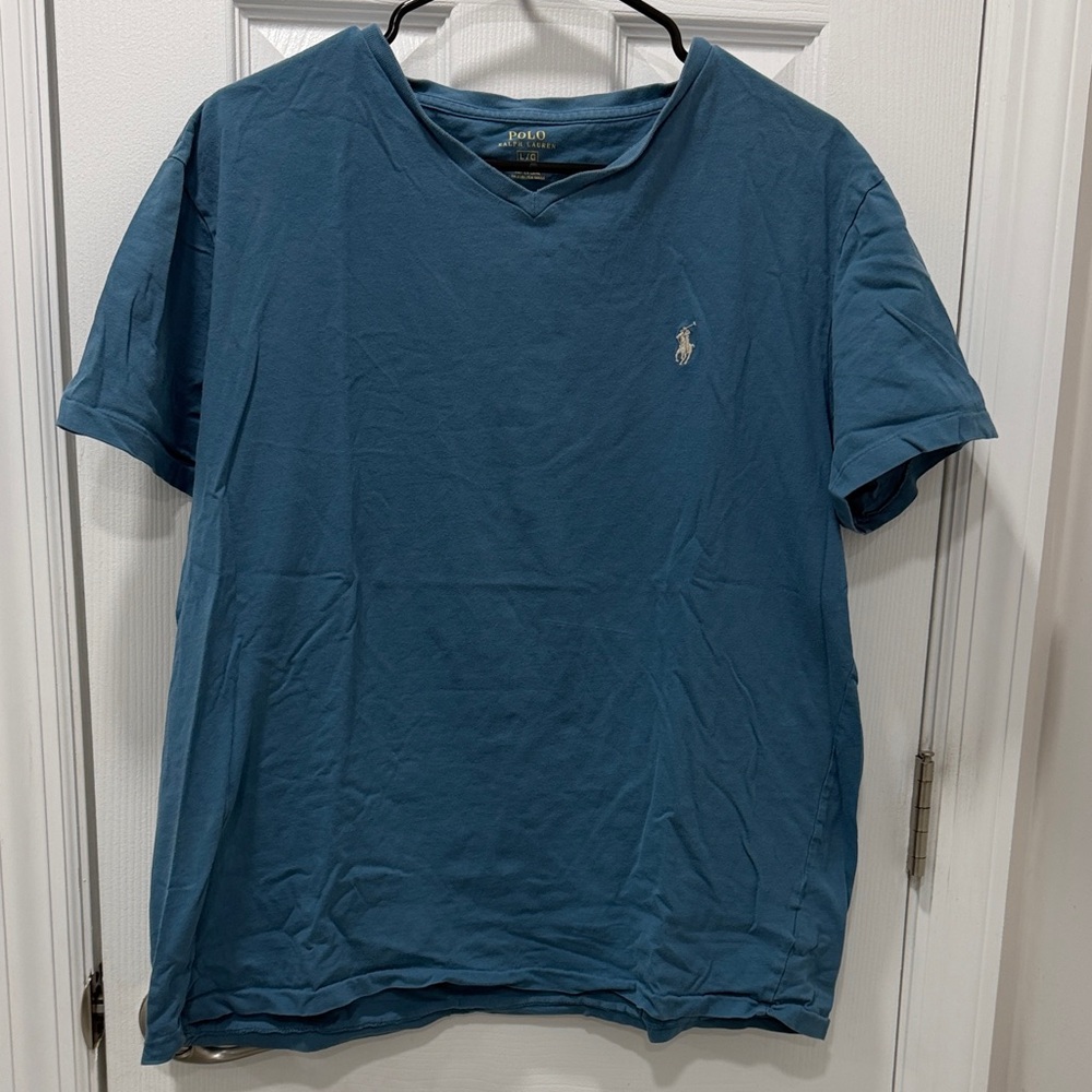 Polo by Ralph Lauren Men's Teal V-Neck Tee